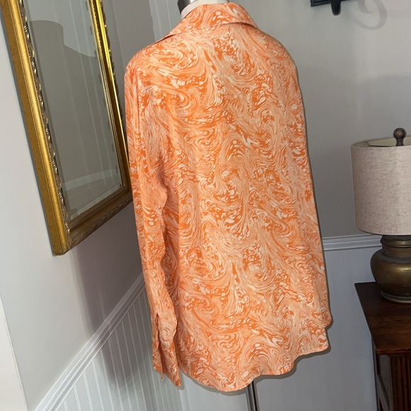 Catherine Gee Daria French Cuff Silk Blouse, Sorbet Swirl. Large. NWOT - Picture 7 of 9